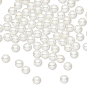 Bead, acrylic, ivory and gold, 5mm round. Sold per pkg of 100. - Fire ...