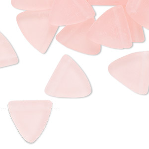 Bead, pressed glass, translucent matte pink, 13mm top-drilled flat triangle. Sold per 2-ounce pkg, approximately 70 beads.