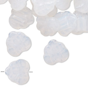 Bead, Czech pressed glass, iridescent translucent clear, 13x12mm textured leaf. Sold per 2-ounce pkg, approximately 67 beads.