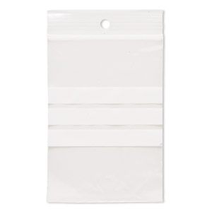 Bag, Tite-Lip&#153;, plastic, white and clear, 4x2-3/4 inch top zip. Sold per pkg of 100.