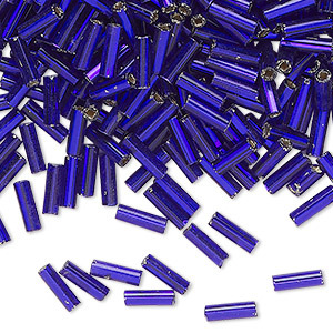 Bugle bead, silver-lined glass, opaque cobalt blue, #3 round tube. Sold per 50-gram pkg.