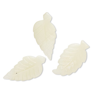 Focal, Italian &quot;onyx&quot; (onyx marble) (coated), 30x19mm-41x21mm single-sided carved leaf, B grade, Mohs hardness 3-1/2 to 4. Sold per pkg of 3.