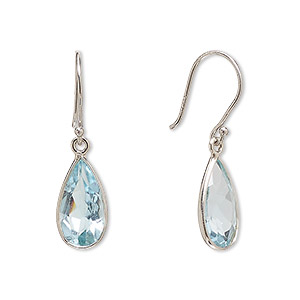 Earring, Create Compliments®, blue topaz (irradiated) and rhodium