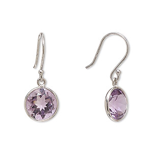 Earring, Create Compliments®, amethyst (natural) and sterling silver,  24.5mm round with fishhook ear wire, 21 gauge. Sold per pair. - Fire  Mountain Gems and Beads