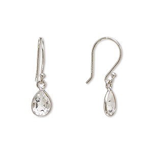 Earring, Create Compliments®, white topaz (irradiated) and rhodium-plated  sterling silver, 22mm teardrop with fishhook ear wire, 21 gauge. Sold per  pair. - Fire Mountain Gems and Beads