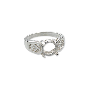 Ring, JBB Findings, sterling silver, 2mm wide band with leaf and 10mm ...