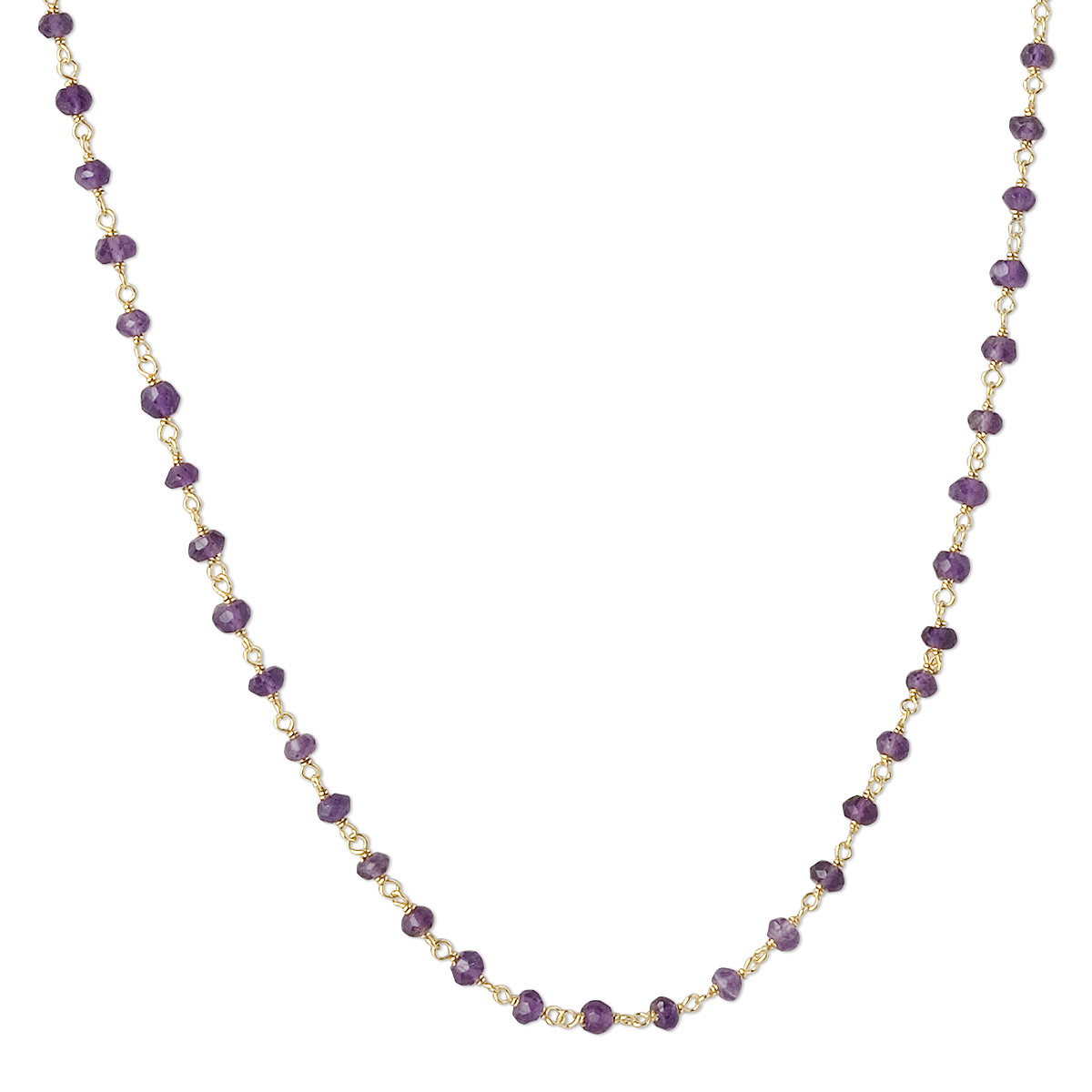 Necklace, amethyst (natural) and gold-finished sterling silver, 3.5-4mm ...
