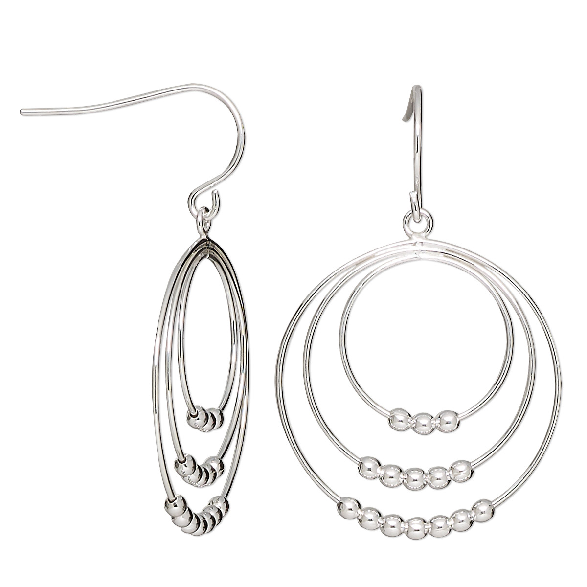 Earring, sterling silver, 39.5mm hoop with 3 rings and 2mm round. Sold ...