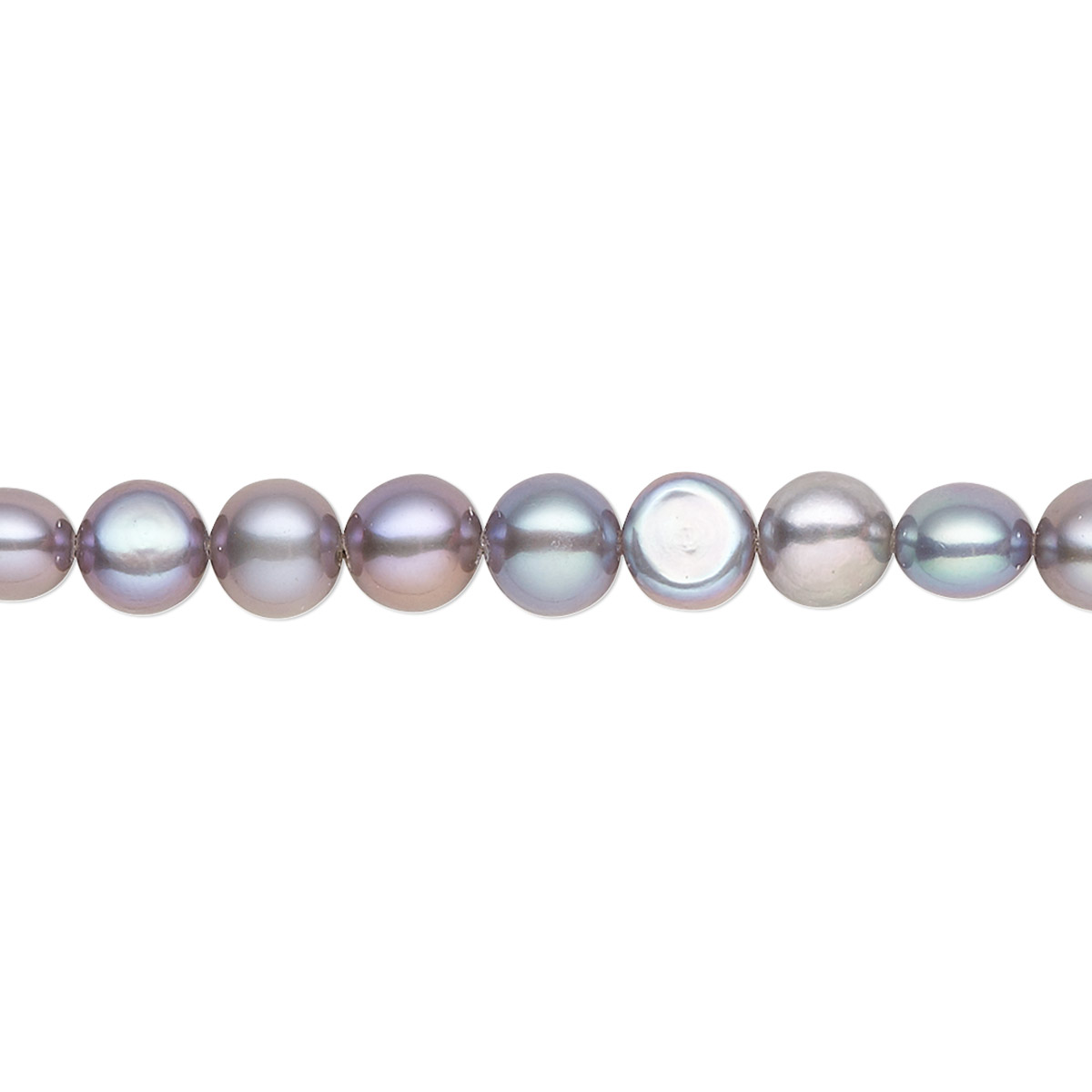 Pearl, cultured freshwater (dyed), silver peacock, 5-6mm flat-sided ...