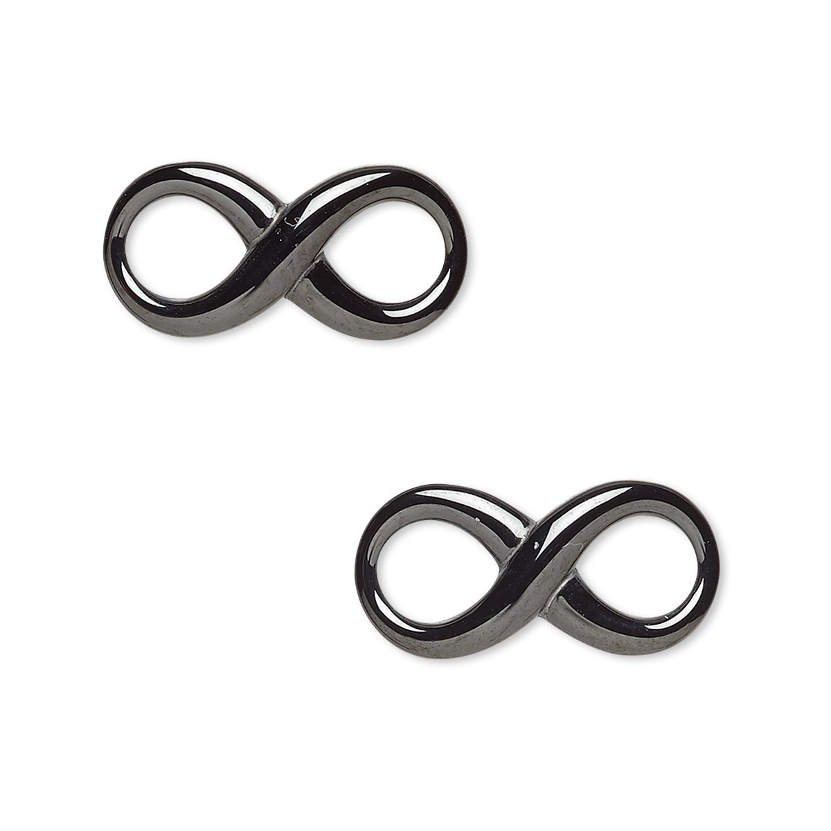 Link, zirconia ceramic, black, 20x10mm curved infinity, 6.5x5mm hole ...
