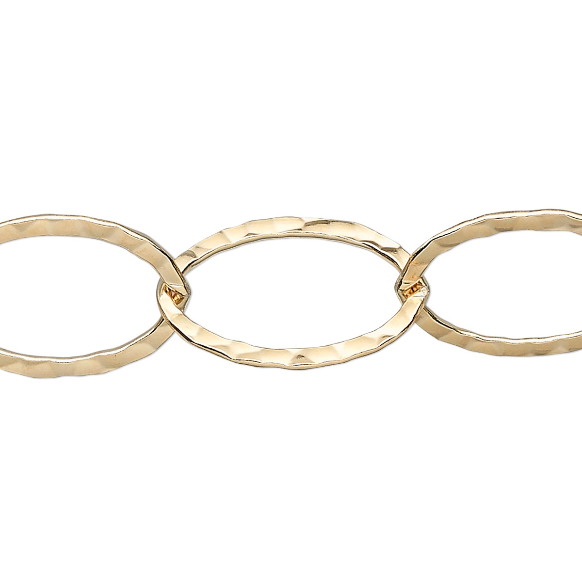Chain, 14Kt gold-filled, 20x14mm flat hammered cable. Sold per pkg of 5 ...