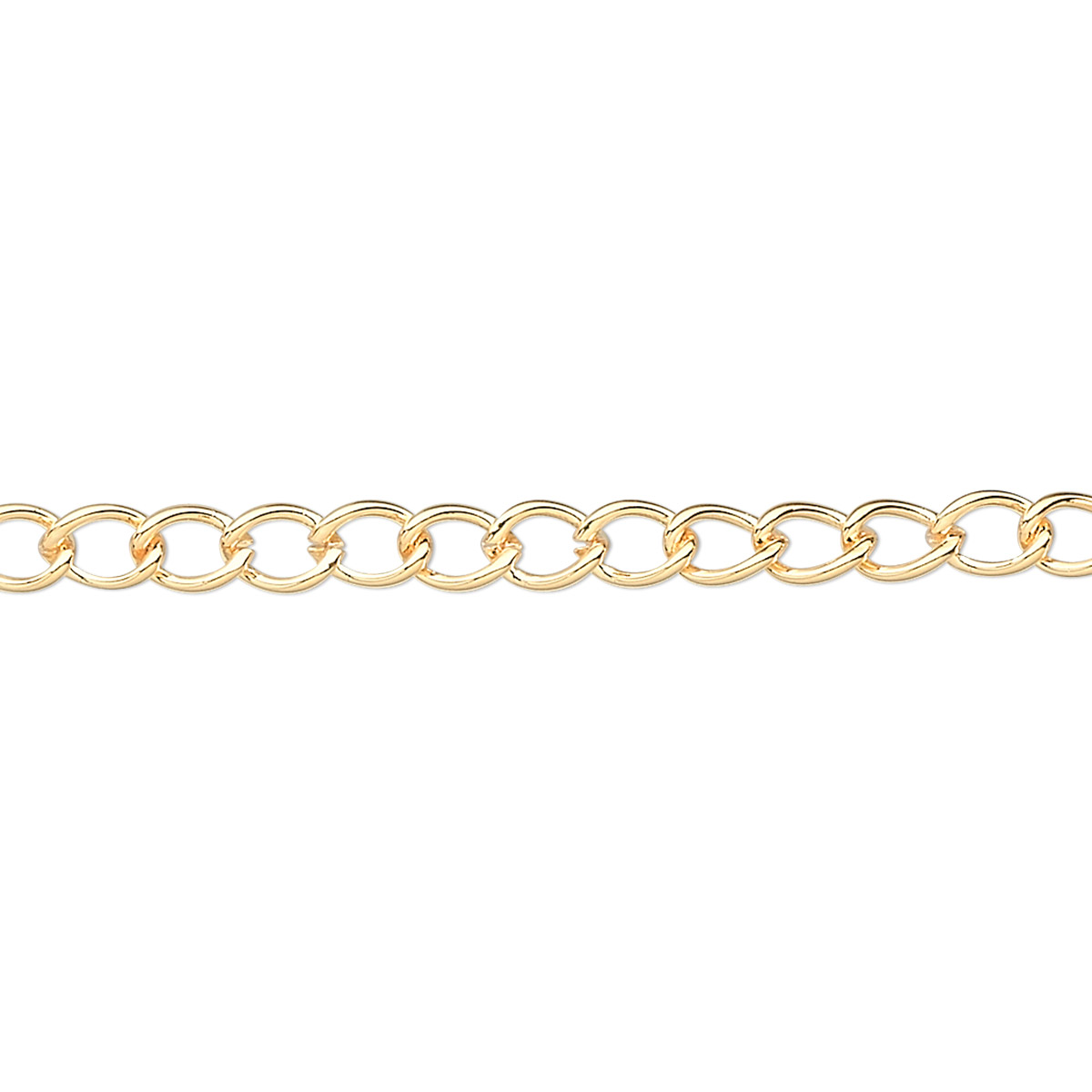 Chain, gold-plated brass, 3.5mm curb. Sold per pkg of 5 feet. - Fire ...