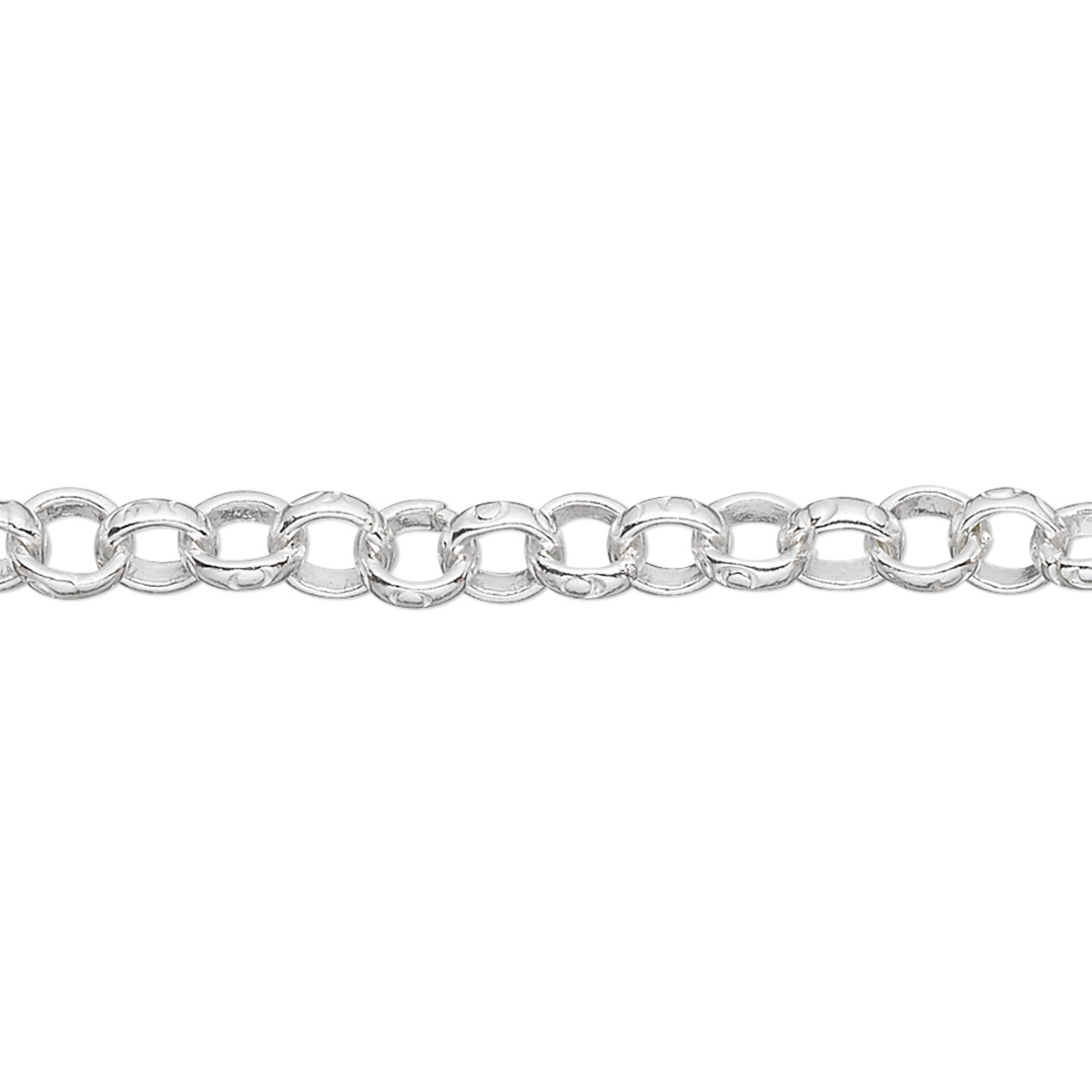 Chain, Hill Tribes, fine silver, 5-6mm engraved rolo. Sold per pkg of 2 ...