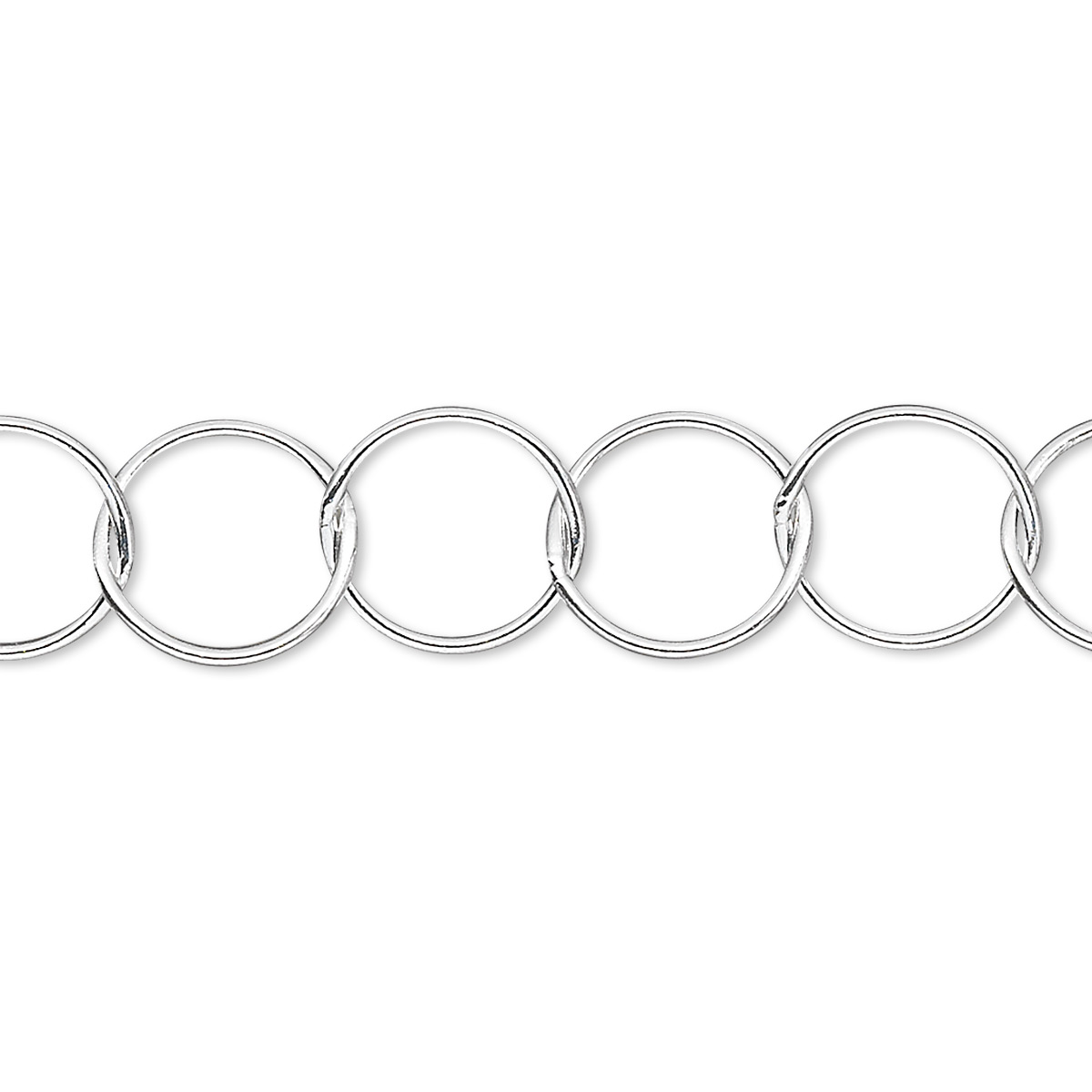 Chain, sterling silver, 11mm round cable, 16 inches with springring ...