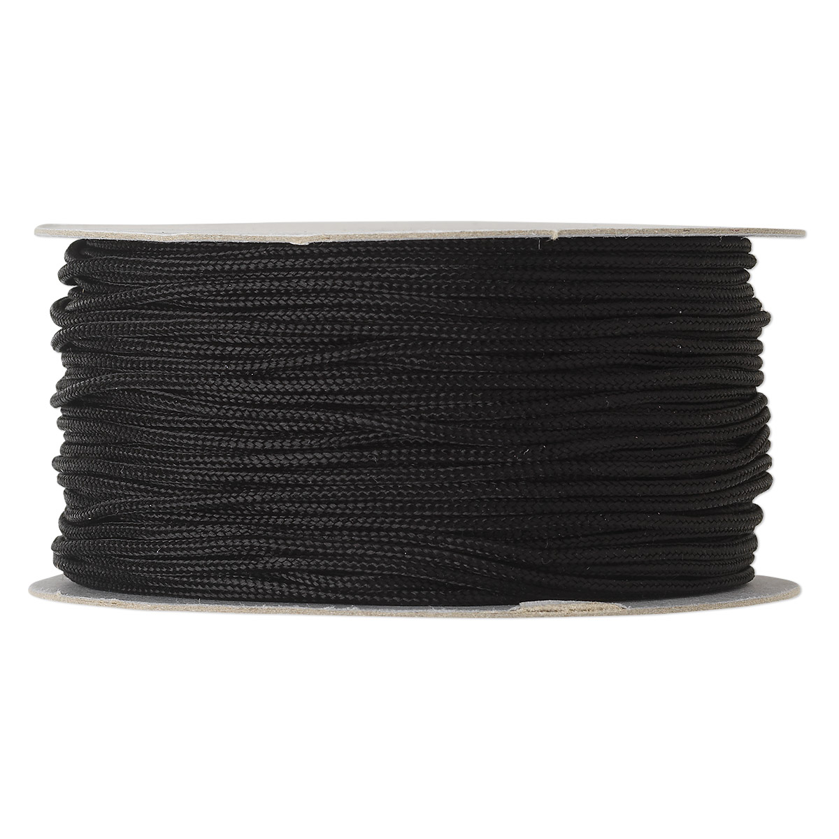 Cord, imitation silk, black, 1mm. Sold per 100-foot spool. - Fire ...