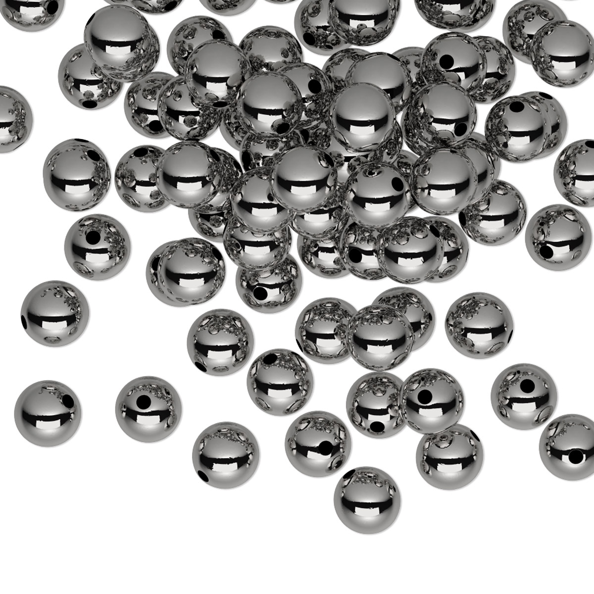 Bead, gunmetal-plated brass, 5mm round. Sold per pkg of 100. - Fire ...