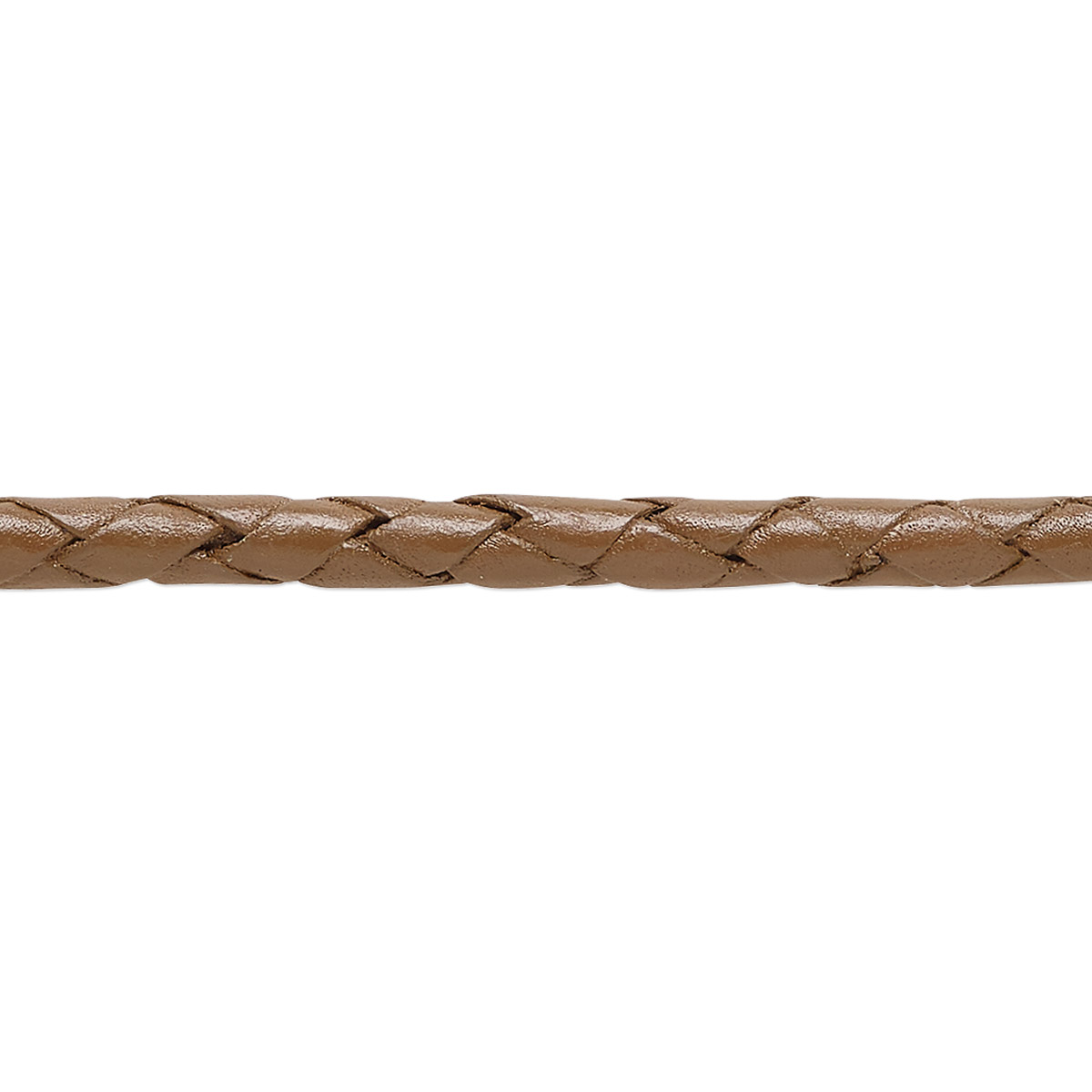 Bolo cord, leather, tan, 3.5-4.5mm round. Sold per pkg of (4) 35-inch ...