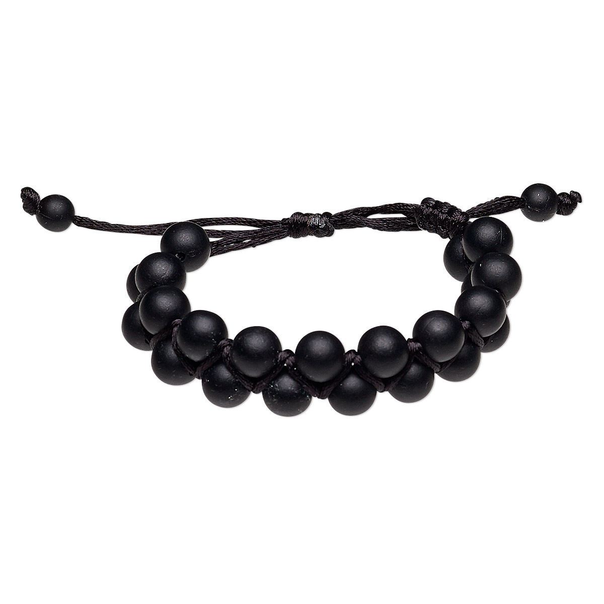 Bracelet, nylon and acrylic, black, 18mm wide with 8mm round ...