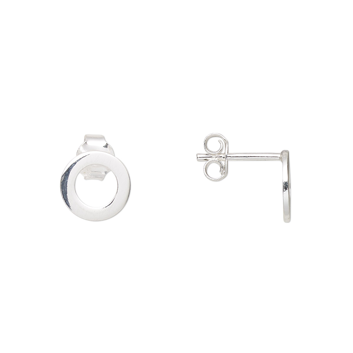 Earstud, Create Compliments®, sterling silver, 9mm open round. Sold per ...
