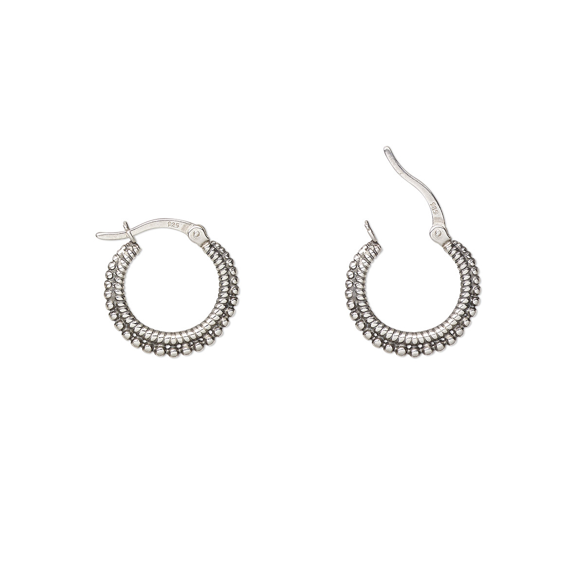 Earring, Create Compliments®, antiqued sterling silver, 19mm hoop with ...