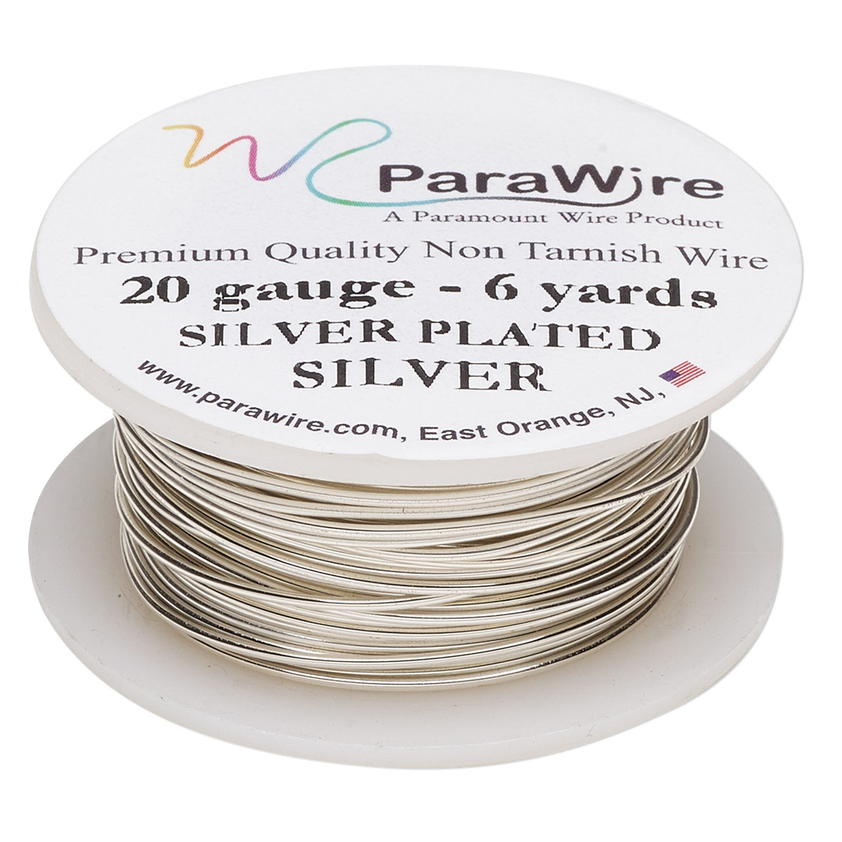 Wire, ParaWire™, silverplated copper, round, 20 gauge. Sold per 6yard