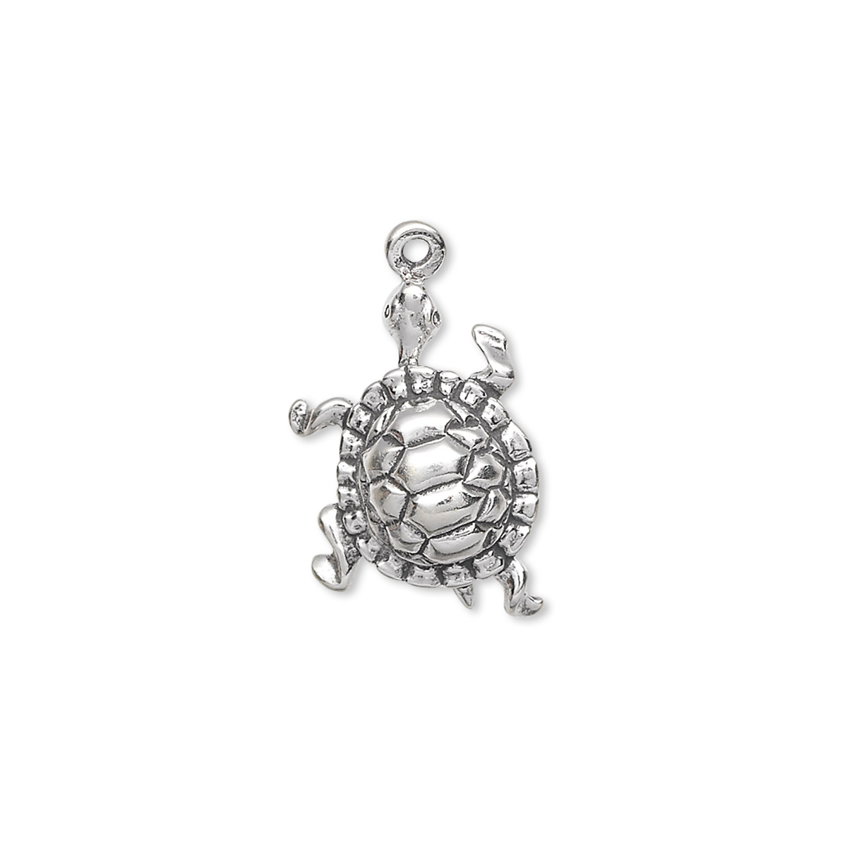 Charm, antiqued sterling silver, 17x13mm turtle. Sold individually ...