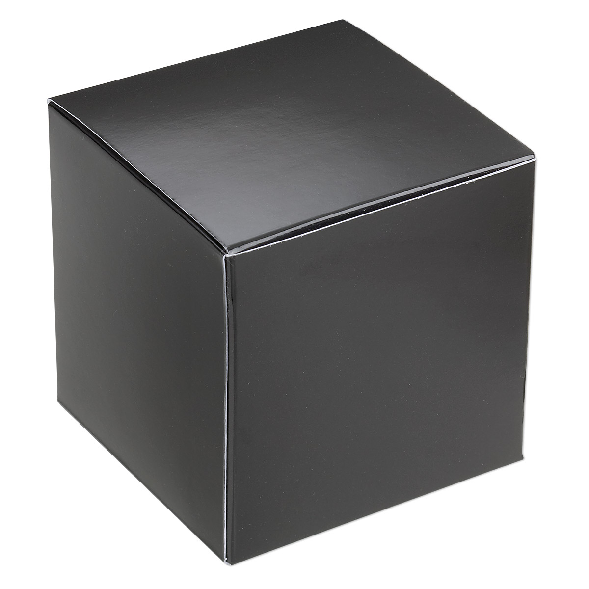 Gift box, paper, shiny black, 3x3-inch square. Sold per pkg of 4 ...
