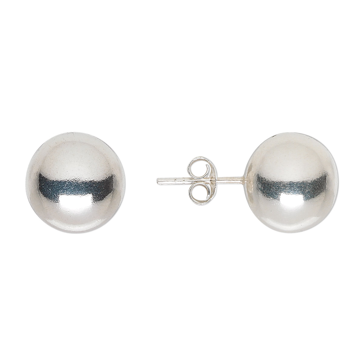 Earstud, sterling silver, 12mm ball with post. Sold per pair. - Fire ...