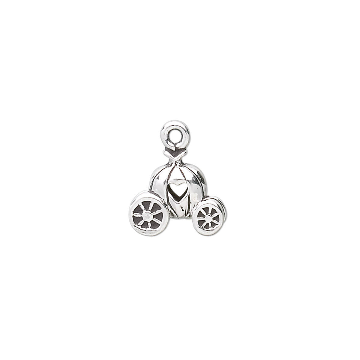 Charm, antiqued sterling silver, 11x10mm 3D pumpkin carriage. Sold ...