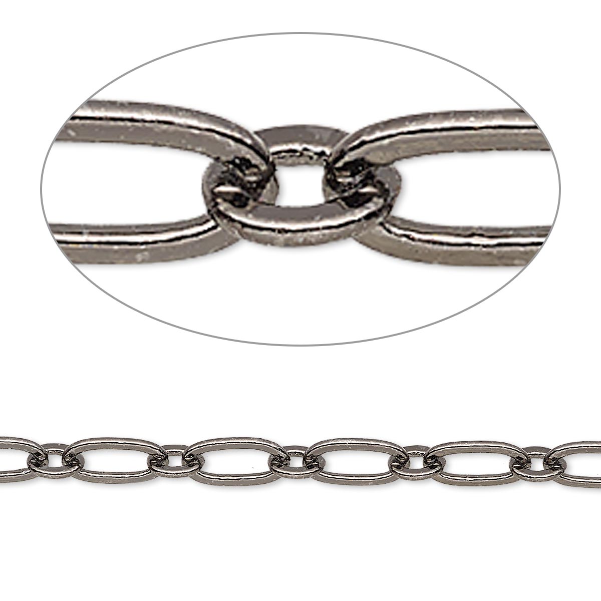 Chain, gunmetal-plated brass, 4mm long and short oval. Sold per pkg of ...