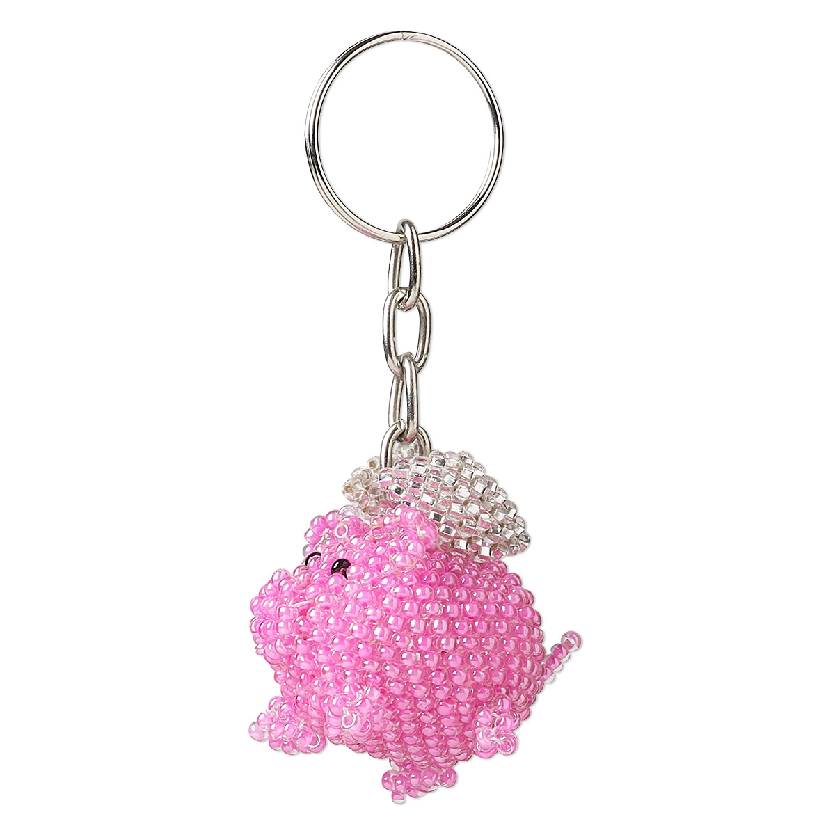 Keychain, nylon / glass / stainless steel, multicolored, 34x32x24mm ...