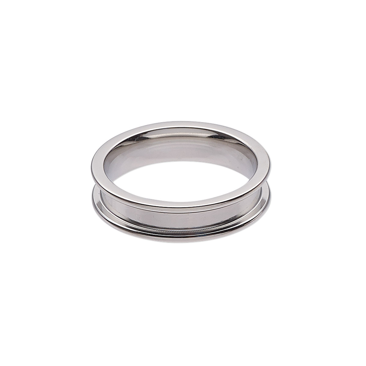 Ring, stainless steel, 5mm wide band with 2.9mm wide channel, size 7 ...