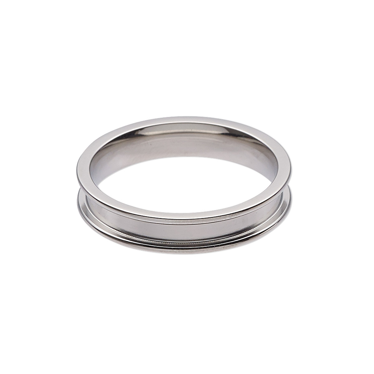 Ring, stainless steel, 5mm wide band with 2.9mm wide channel, size 12 ...