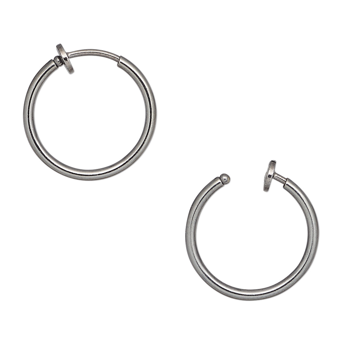 Earring, gunmetal-finished brass, 17mm round hoop with pierced-look ...