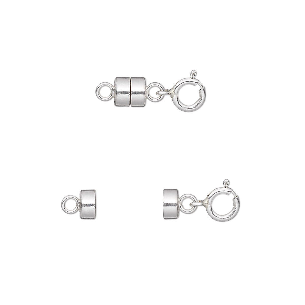 Clasp, magnetic converter, sterling silver, 4.5x4.5mm barrel and 5mm ...