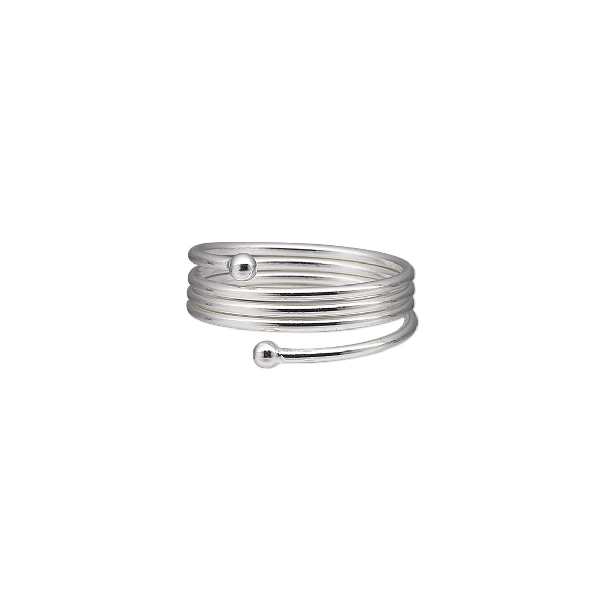Ring, sterling silver, 5-8mm wire spring, adjustable. Sold individually ...