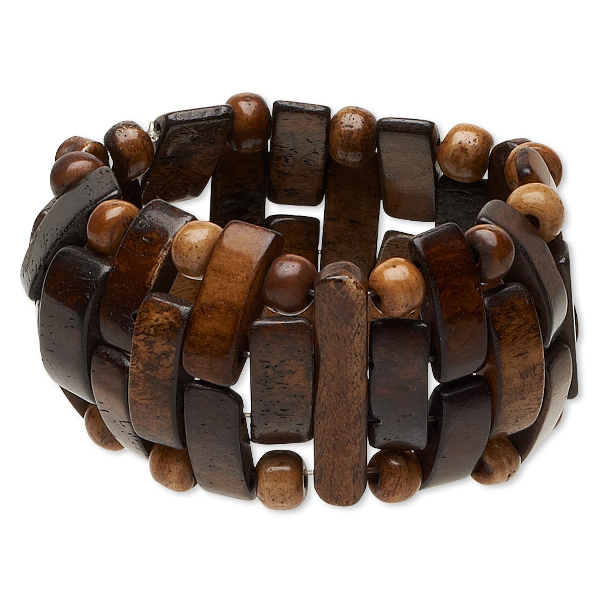Bracelet, stretch, resin, brown, rectangle and round, 7 inches. Sold ...