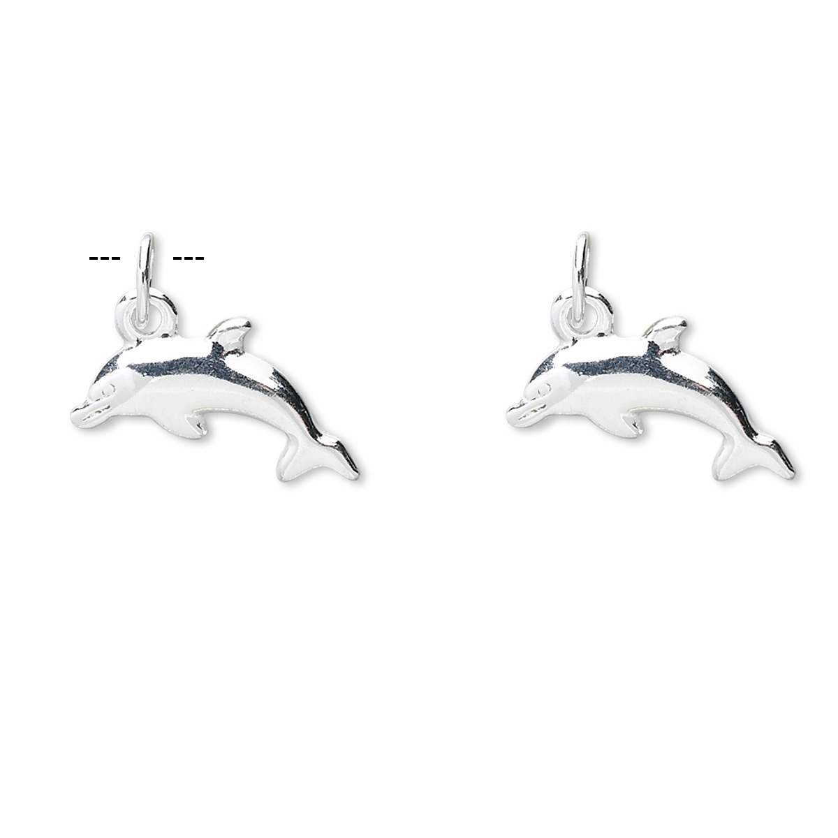 Charm, sterling silver, 15x8x2mm dolphin. Sold per pkg of 2. - Fire ...