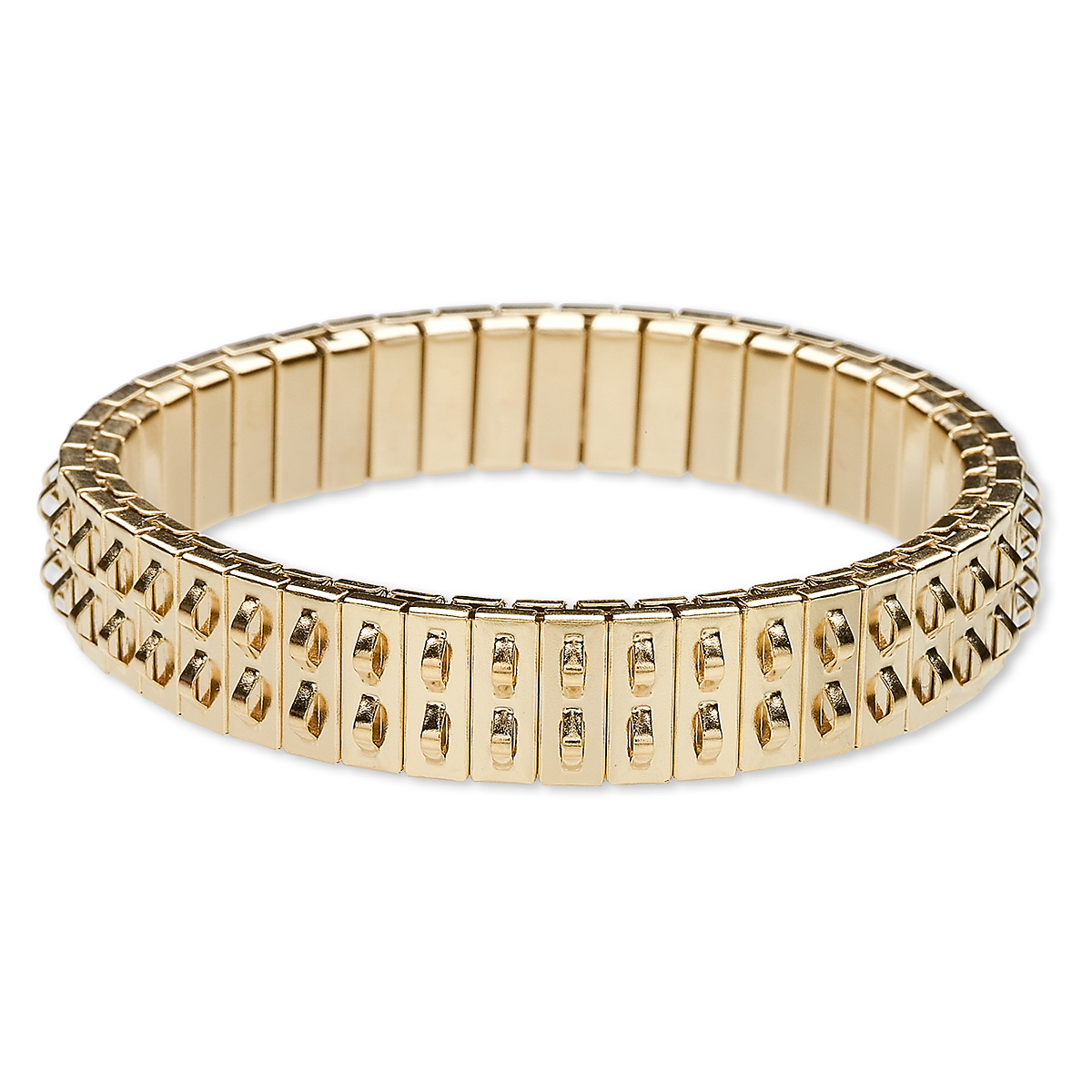 Bracelet component, stretch, gold-plated stainless steel, 11mm wide cha ...