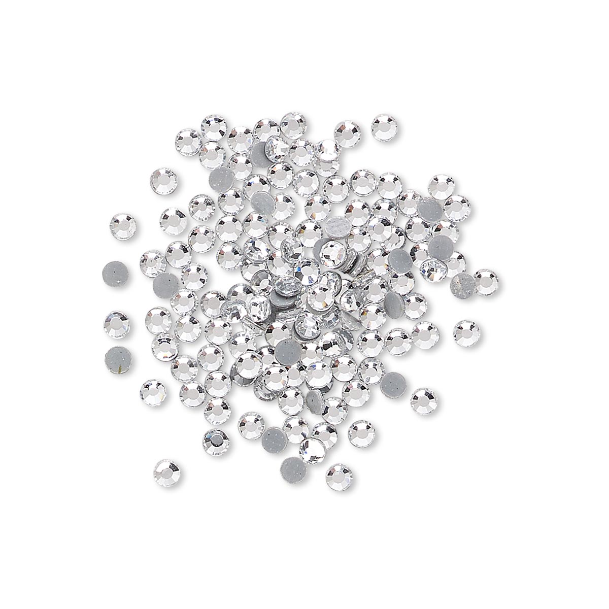 Flat back, hot-fix glass rhinestone, crystal clear, 1.9-2.1mm faceted ...