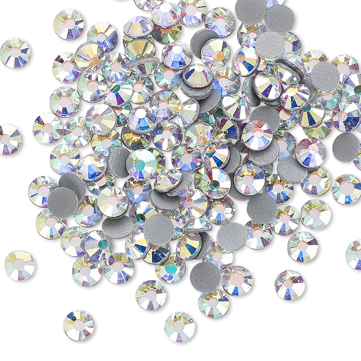 Flat back, hot-fix glass rhinestone, crystal clear AB, 3.8-4mm faceted ...
