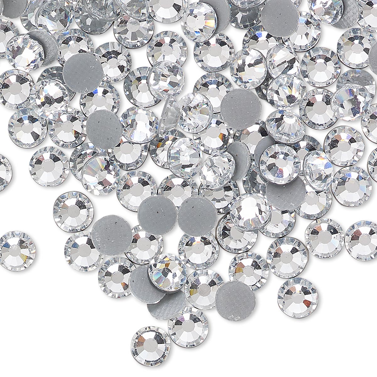 Flat back, hot-fix glass rhinestone, crystal clear, 4.6-4.8mm faceted ...