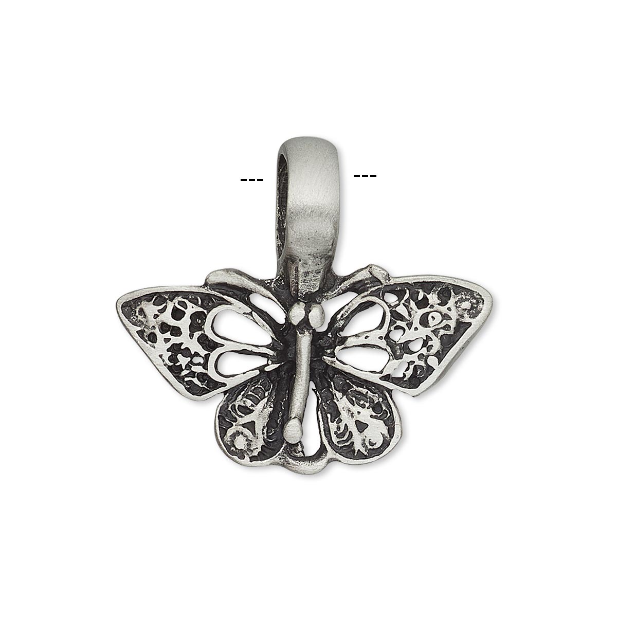 Pendant, antiqued pewter (tin-based alloy), 27x24mm butterfly. Sold ...