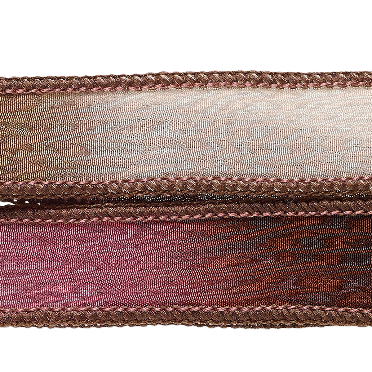Ribbon, silk (dyed), variegated chocolate raspberry, 5/8 inch crinkled ...