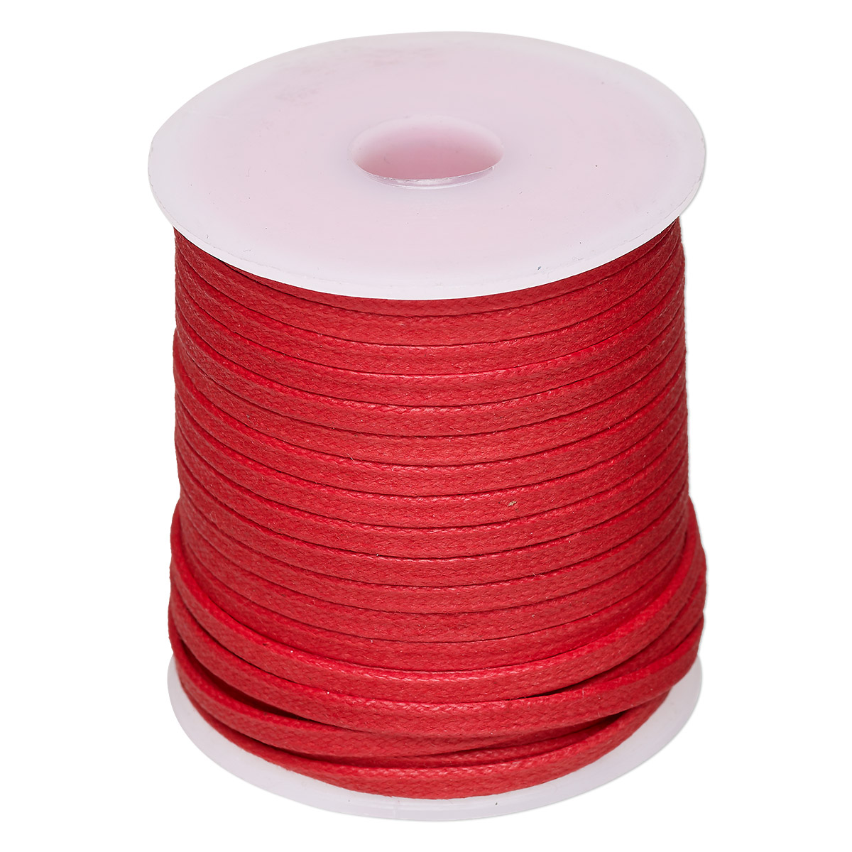 Cord, waxed cotton, red, 3mm flat. Sold per 25-meter spool. - Fire ...