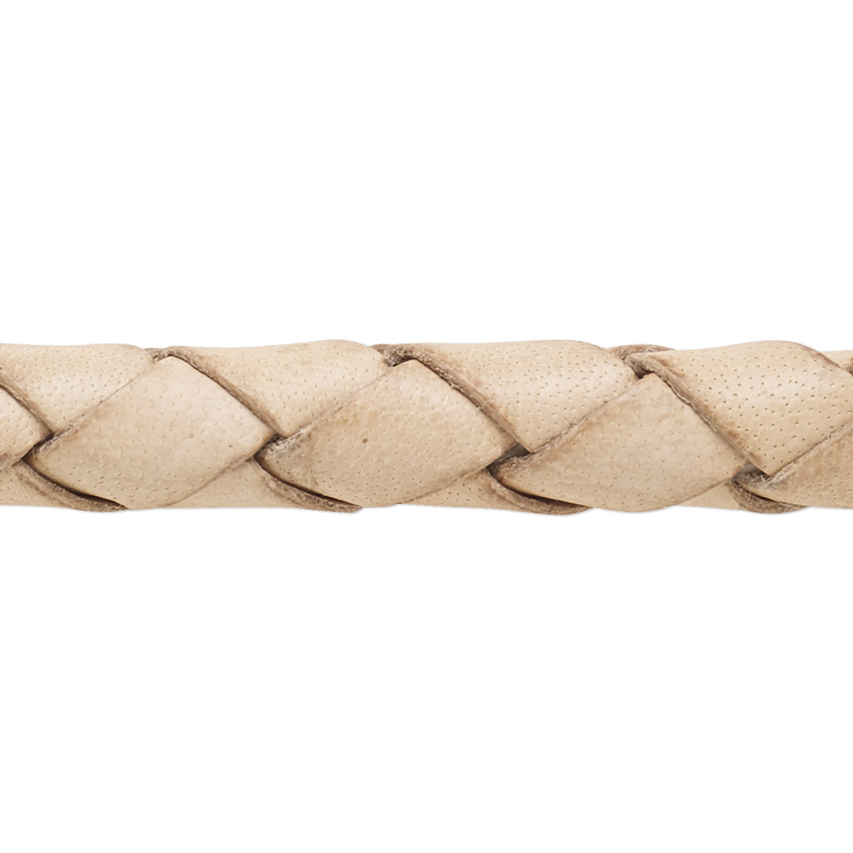 Bolo cord, leather, natural, 8-9mm braided round. Sold per 5-foot ...