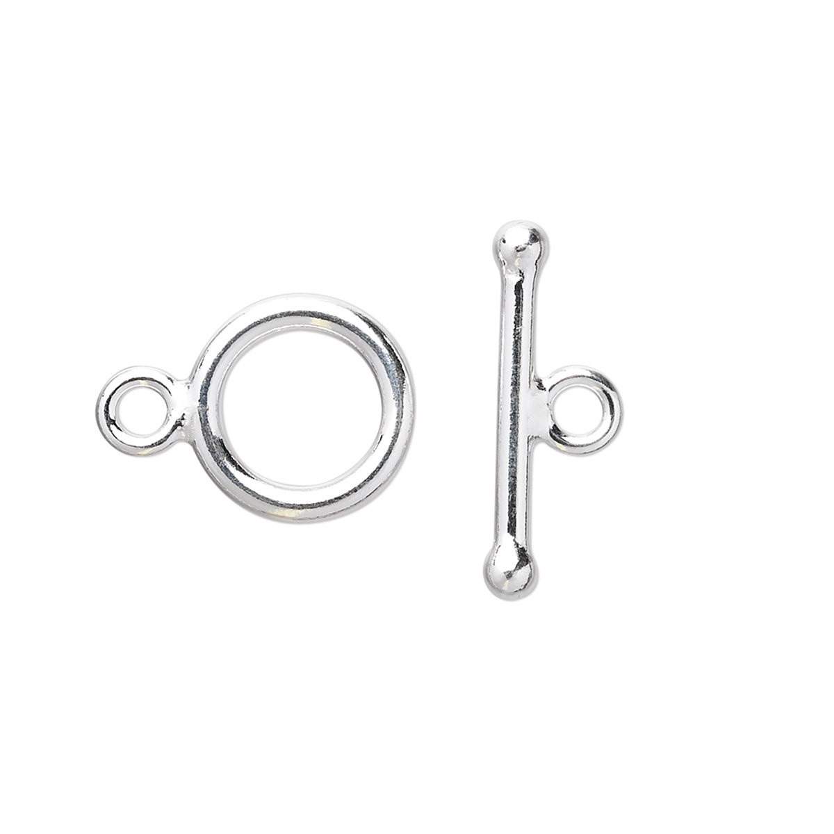 Clasp, toggle, sterling silver, 13mm smooth round. Sold individually ...