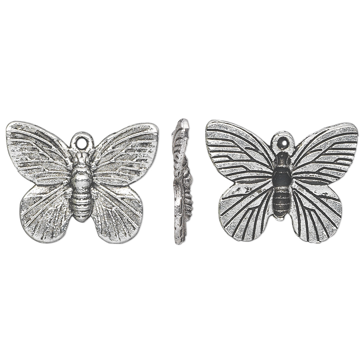 Charm, antique silver-plated "pewter" (zinc-based alloy), 18x14mm