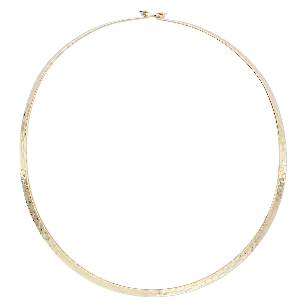 Neckwire, gold-plated steel, 5mm flat hammered, 17 inches with hook ...