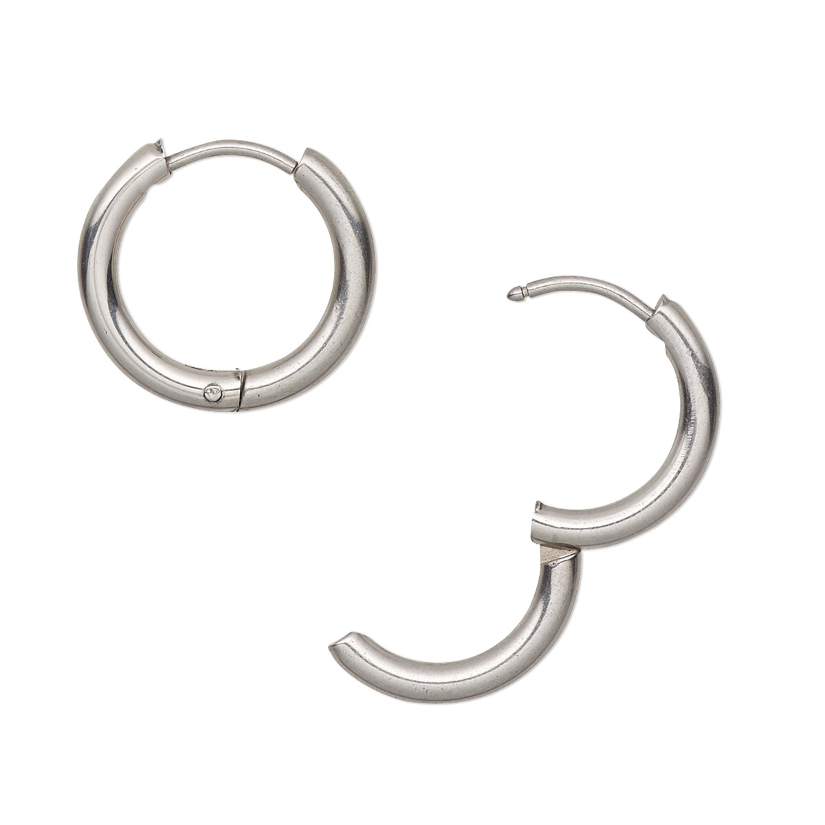 Earring, stainless steel, 16mm endless hoop with hinged closure. Sold ...